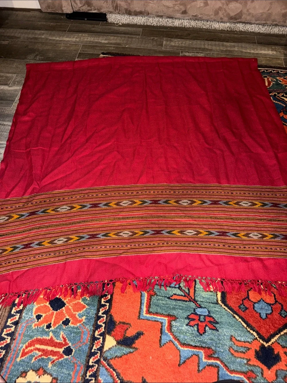 100% Pashmina Meditation Shawl - Himalayan Tribal Geometric Wrap